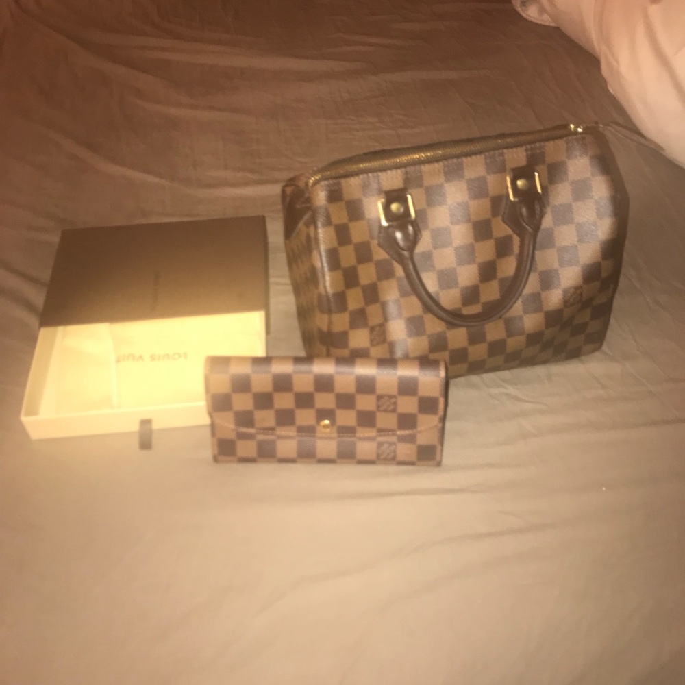 Louis Vuitton Speedy 25 Damier Ebene & wallet